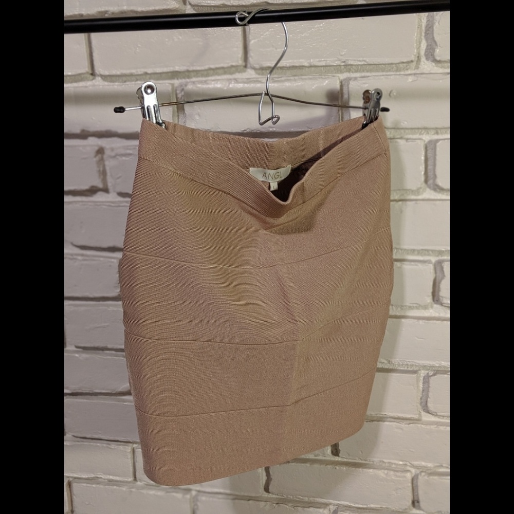 ANGL | Nude Bodycon Mini Skirt